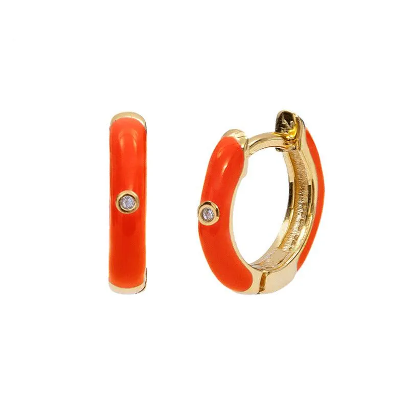 Cycolinks 925 Sterling Silver Enamel Hoop Earrings
