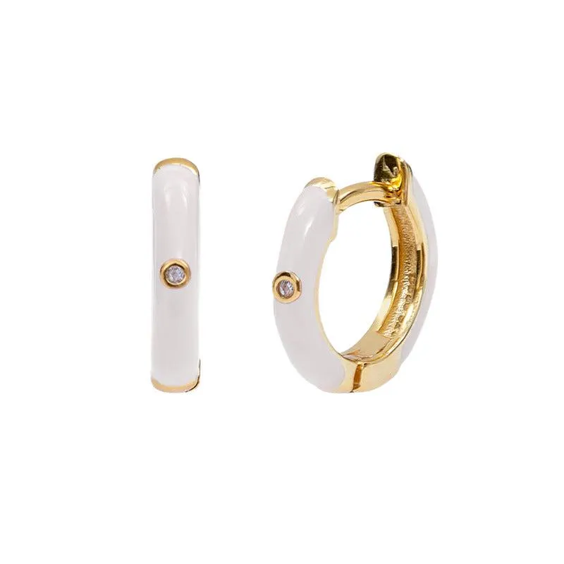 Cycolinks 925 Sterling Silver Enamel Hoop Earrings