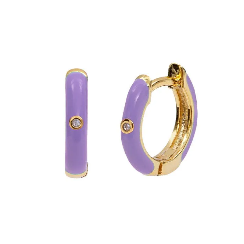 Cycolinks 925 Sterling Silver Enamel Hoop Earrings