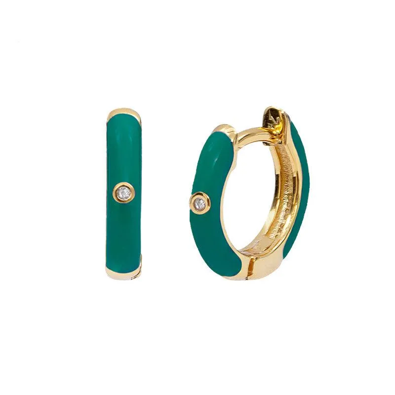Cycolinks 925 Sterling Silver Enamel Hoop Earrings