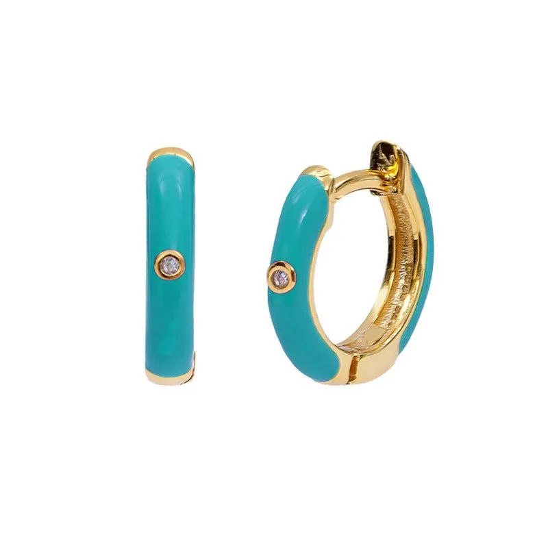 Cycolinks 925 Sterling Silver Enamel Hoop Earrings