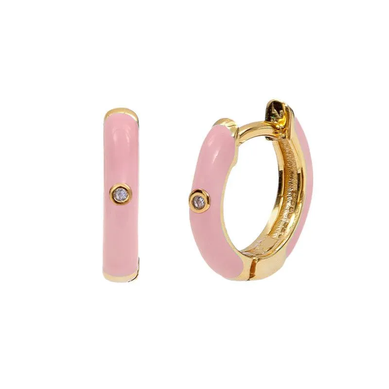 Cycolinks 925 Sterling Silver Enamel Hoop Earrings
