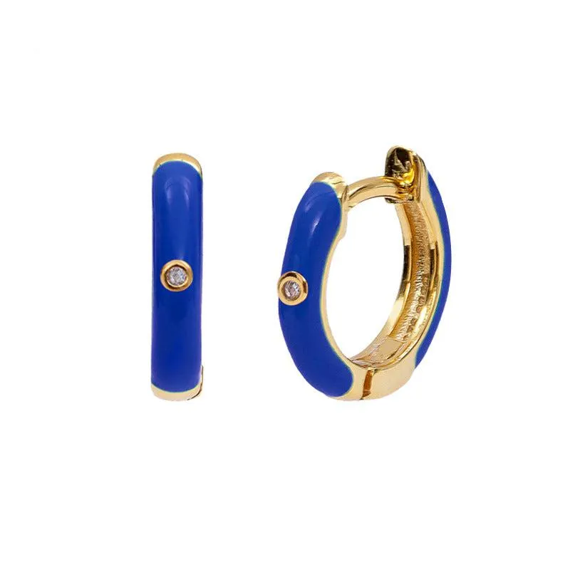 Cycolinks 925 Sterling Silver Enamel Hoop Earrings