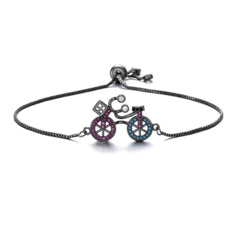 Cycolinks CZ Zircon Stone Bicycle Charm Bracelet BOGOF