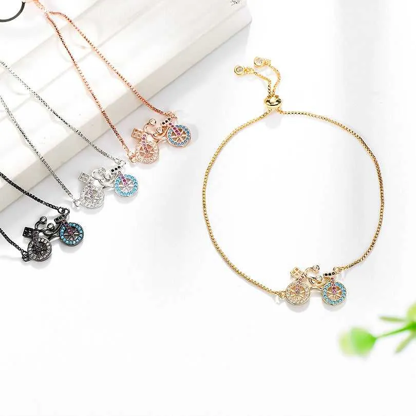 Cycolinks CZ Zircon Stone Bicycle Charm Bracelet BOGOF