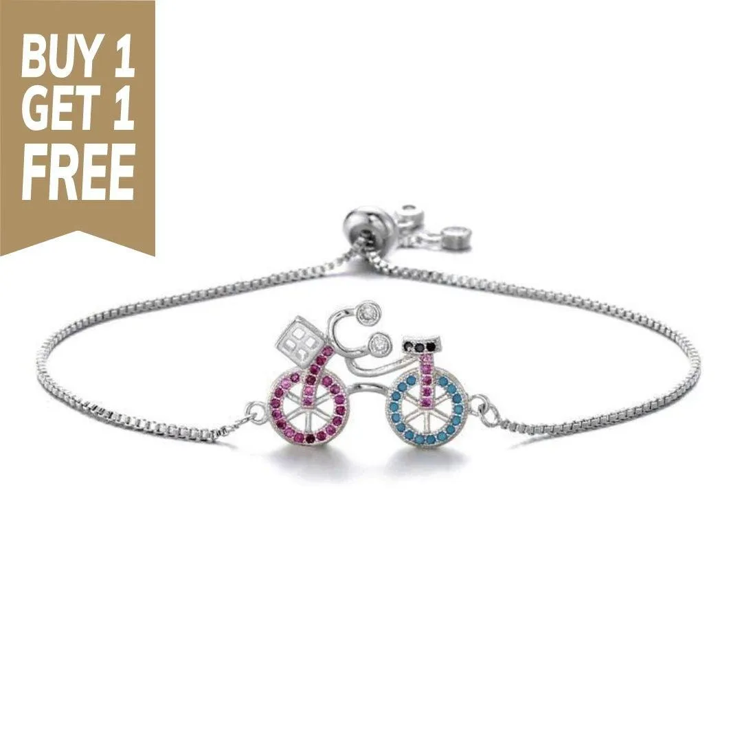 Cycolinks CZ Zircon Stone Bicycle Charm Bracelet BOGOF