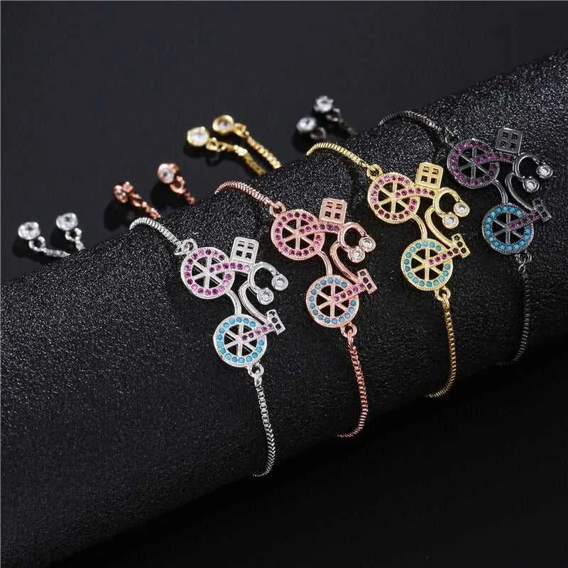 Cycolinks CZ Zircon Stone Bicycle Charm Bracelet BOGOF