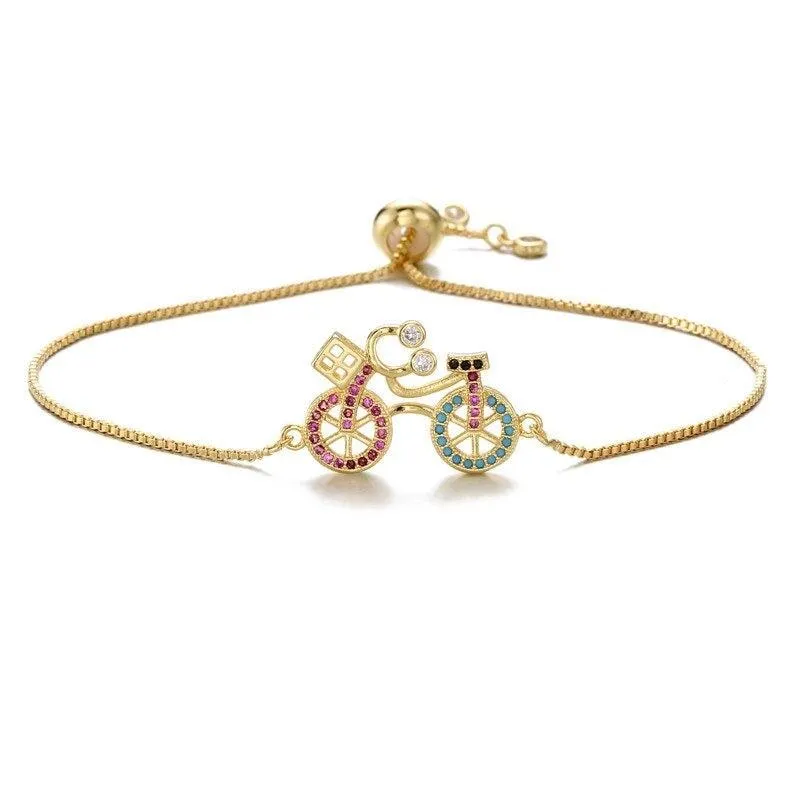 Cycolinks CZ Zircon Stone Bicycle Charm Bracelet BOGOF