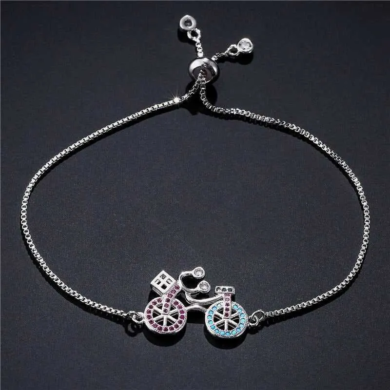 Cycolinks CZ Zircon Stone Bicycle Charm Bracelet BOGOF