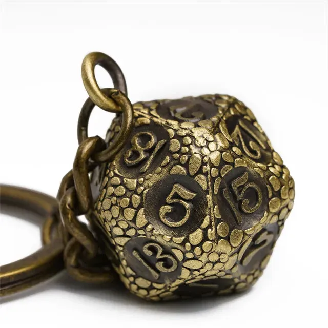D20 Metal Keychain | Bronze
