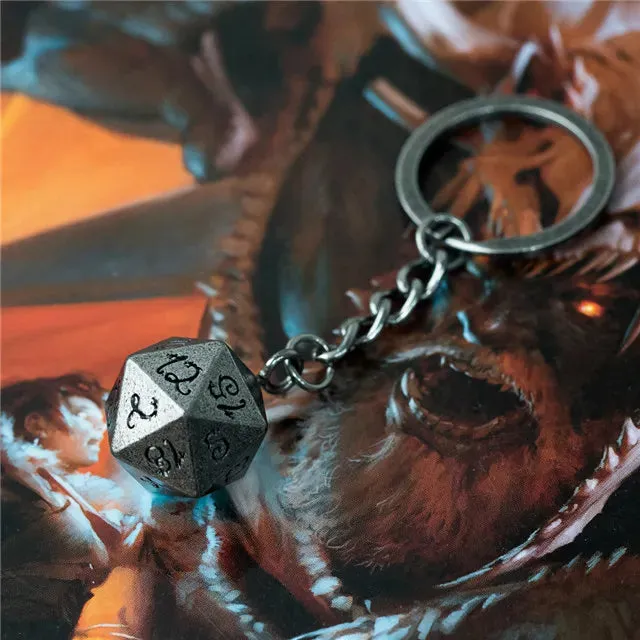 D20 Metal Keychain | Silver