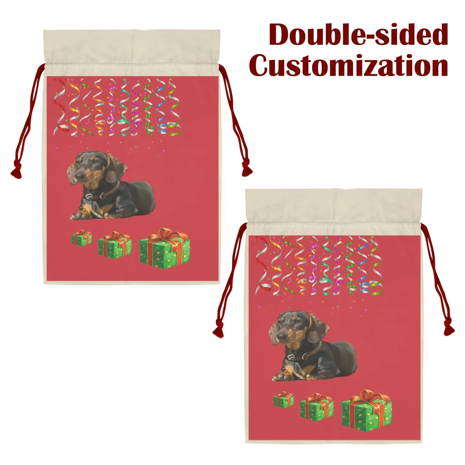 Dachshund Holiday Drawstring Bag