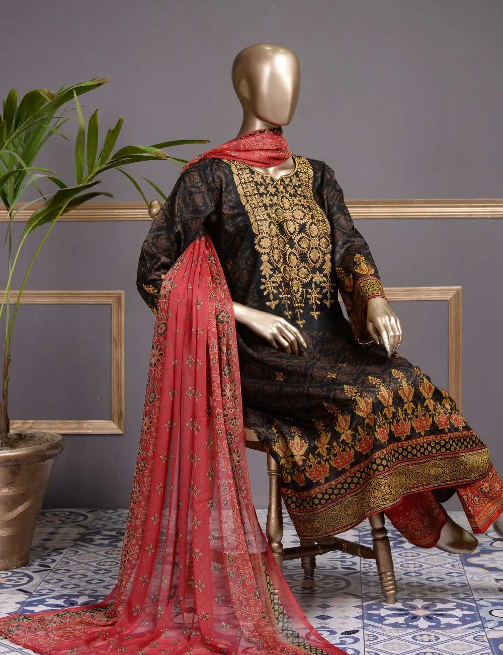 Dark Storm (Gi-05) | 3 Pcs Un-stitched Embroidered Lawn Dress