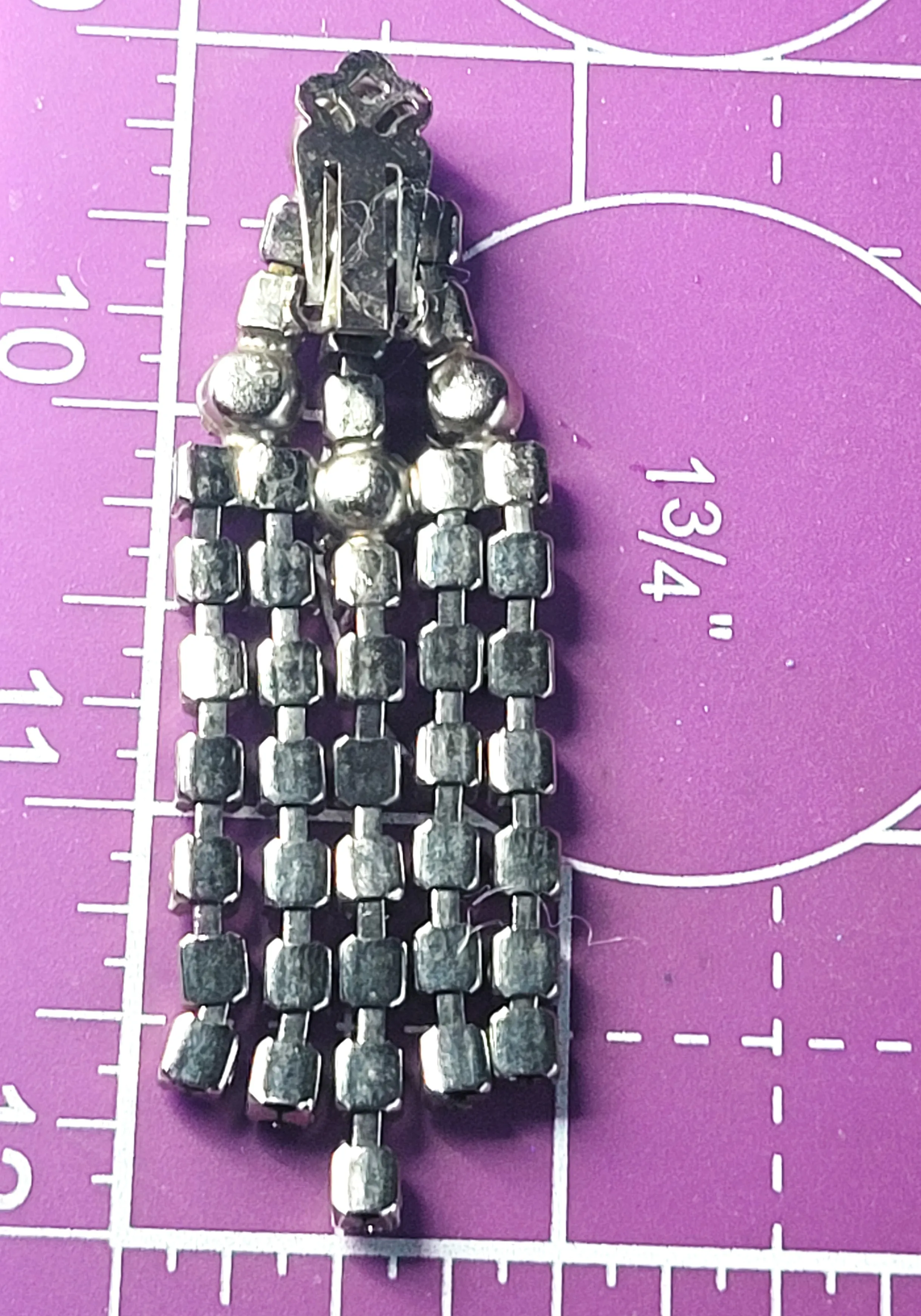 Dazzling clear rhinestone waterfall retro vintage clip on large earrings