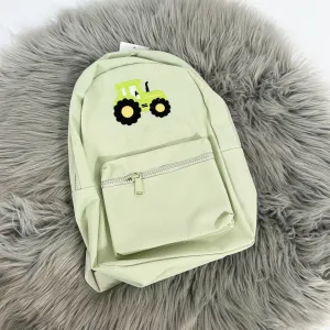 DEFECT - Tractor Embroidered Mint Green Backpack