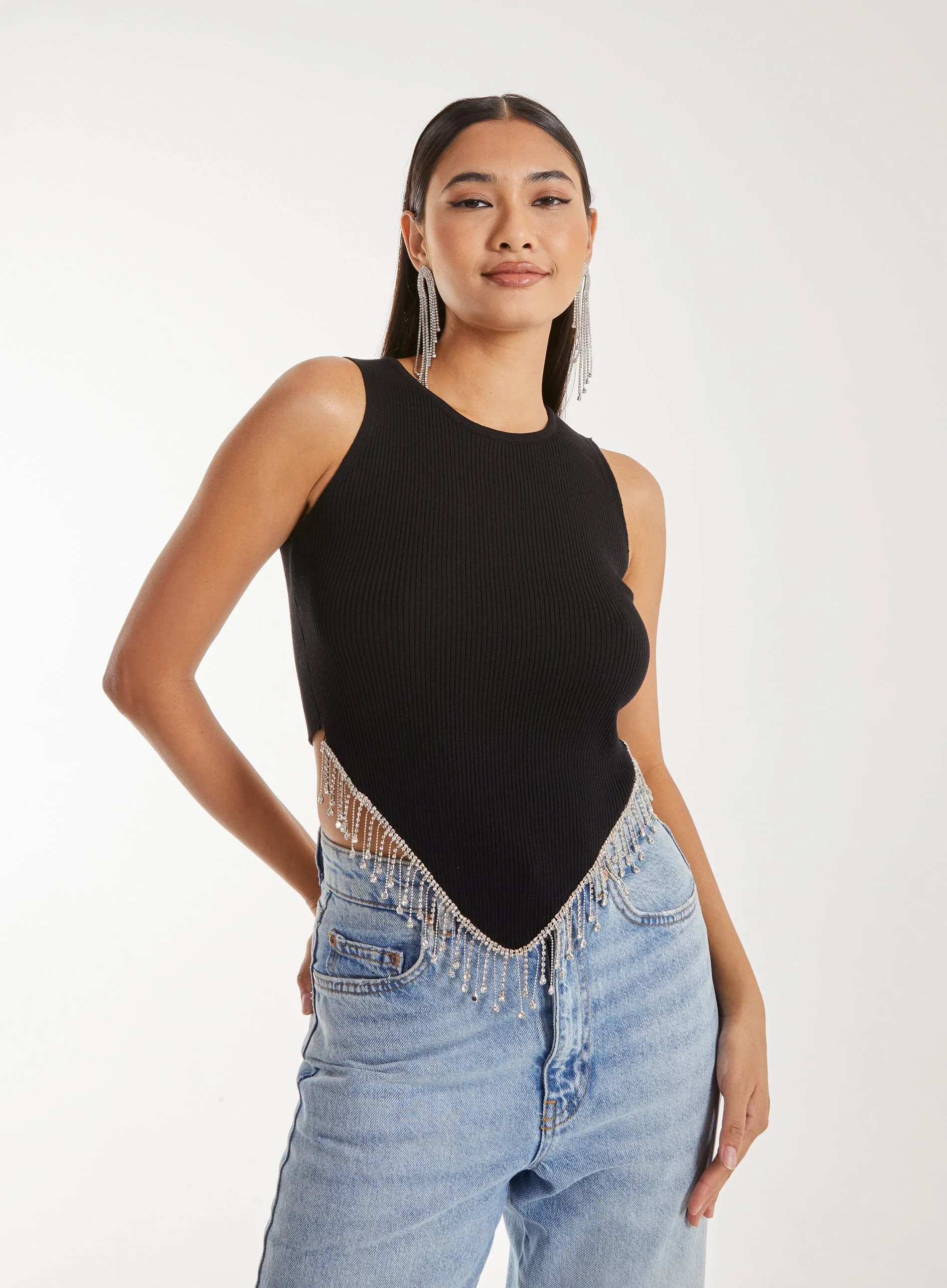 Diamante Hem Hanky Top