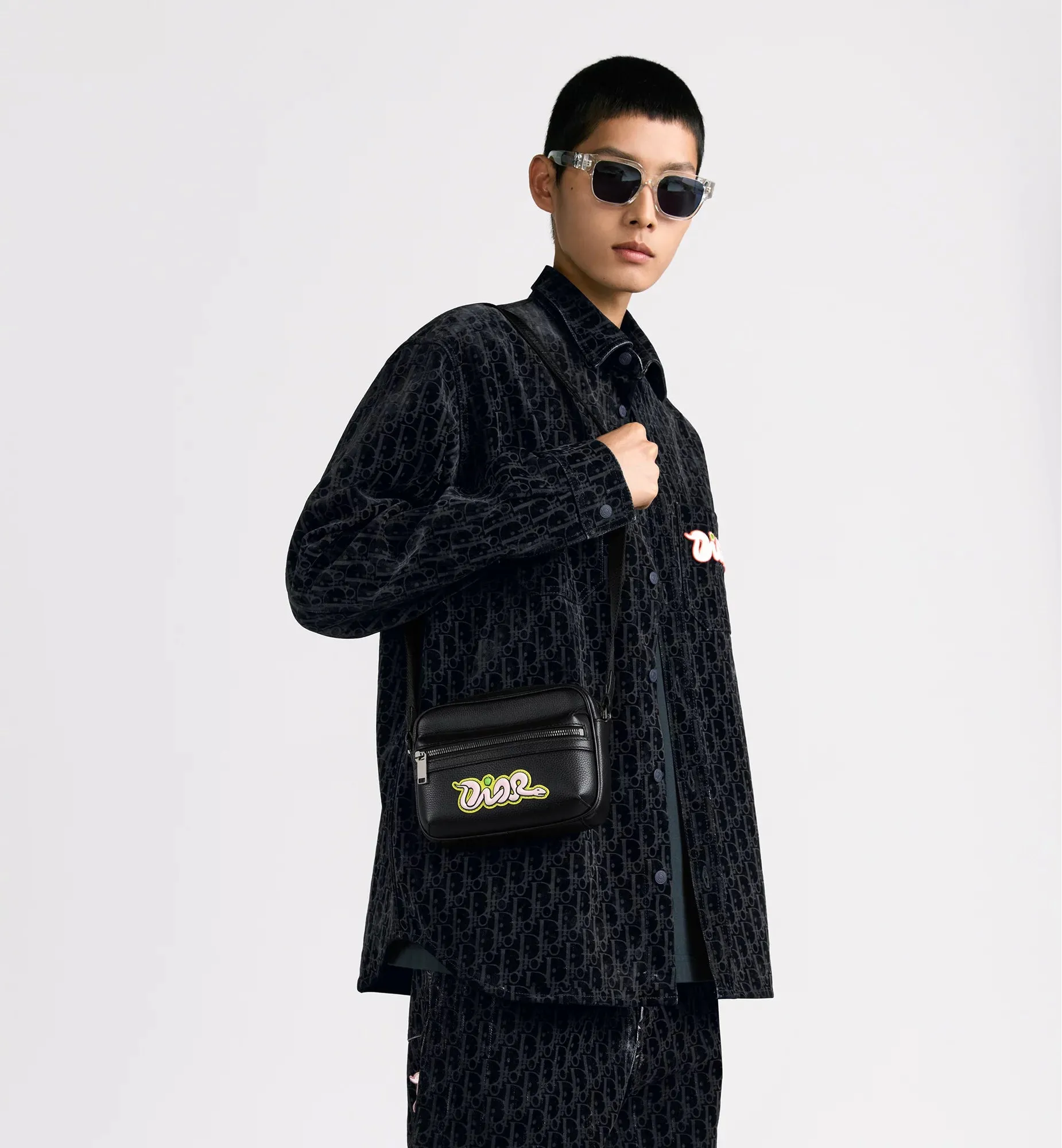 Dior And Kaws Mini Rider 2.0 Zipped Messenger Bag
