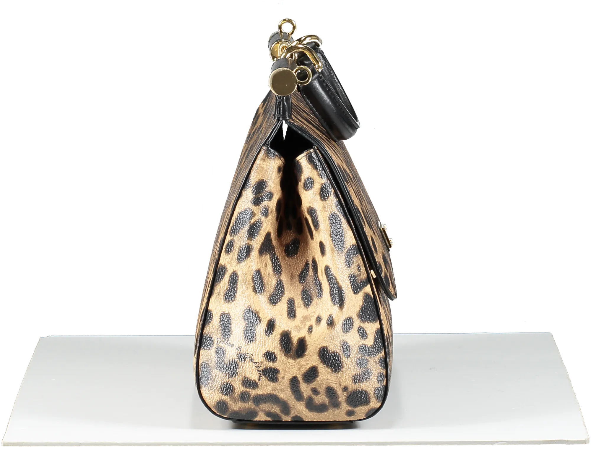 Dolce & Gabbana Brown Leopard Print Coated Canvas And Leather Medium Sicily Top Handle bag