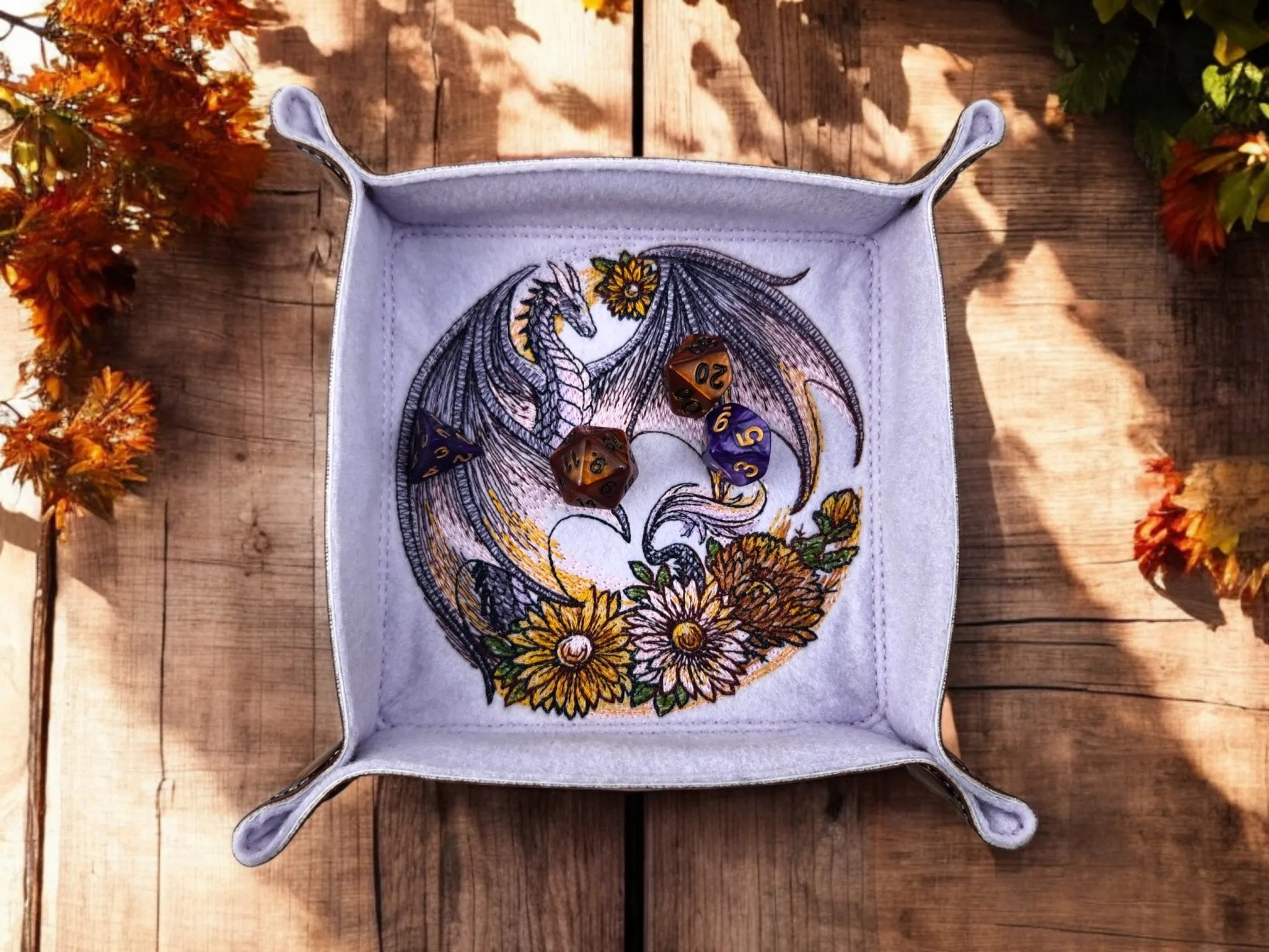 Dragon and fall flowers dice tray