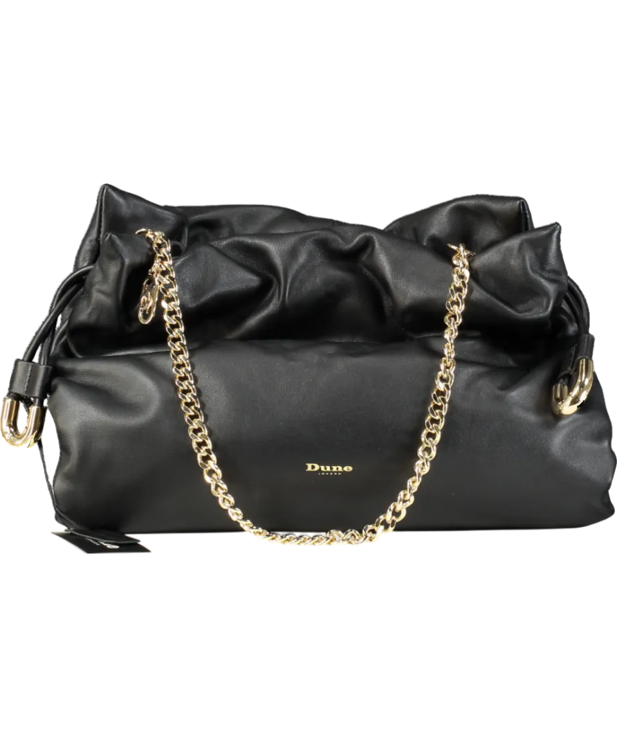 Dune Black Leather Drawstring Bag & Clutch Bag