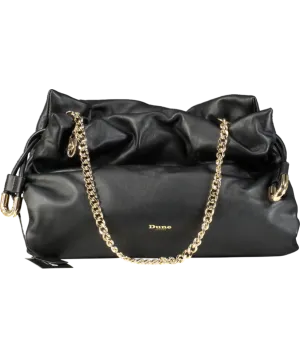 Dune Black Leather Drawstring Bag & Clutch Bag