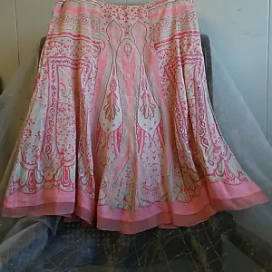 Elie Tahari Peach &amp; Cream Linen Print Skirt Size 4