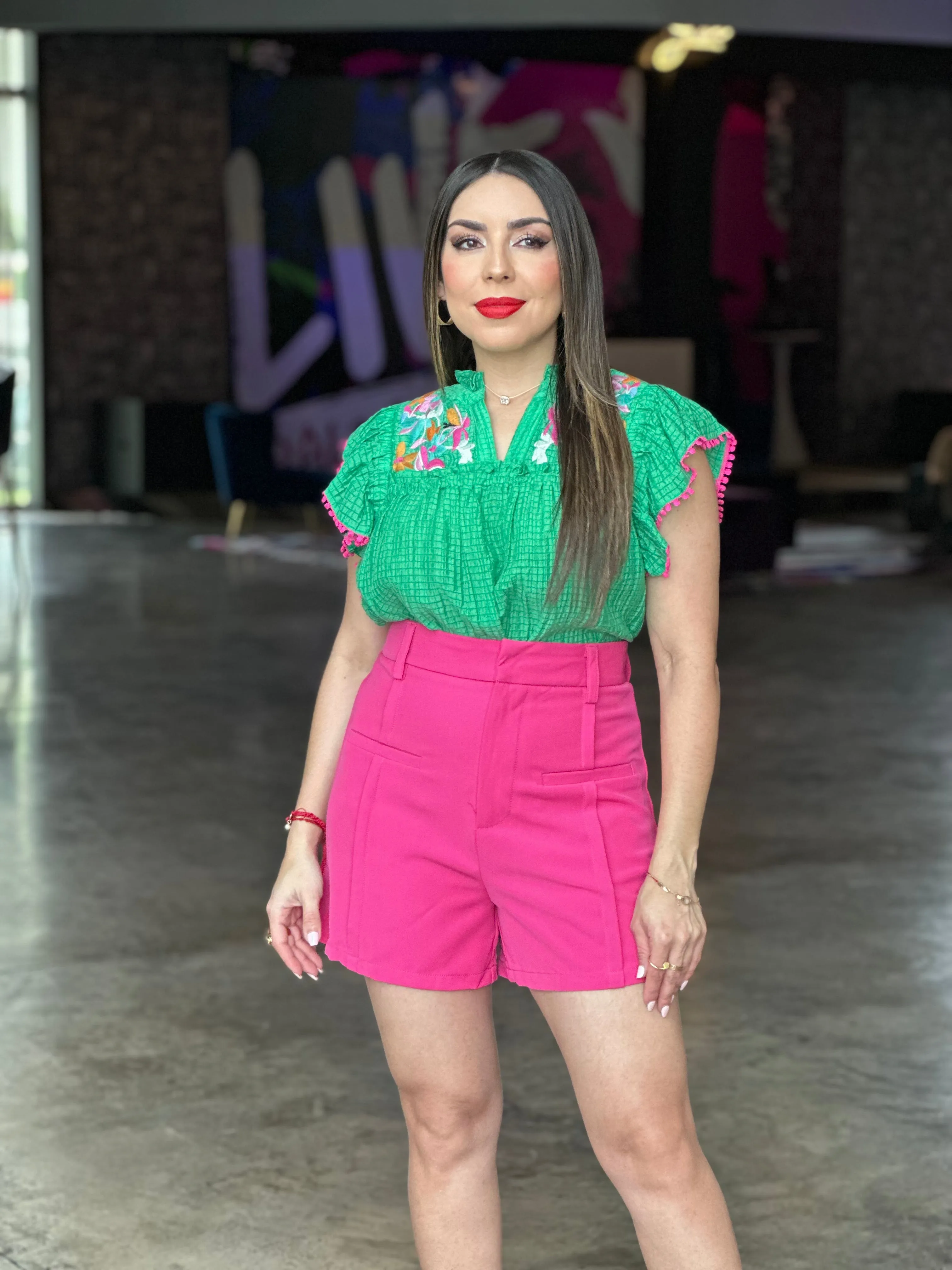 Embroidered Green Top