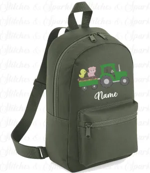 Embroidered Tractor and Farm Animals Backpack