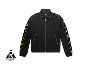 Embroidered Velvet Trimmed Track Jacket "Black"