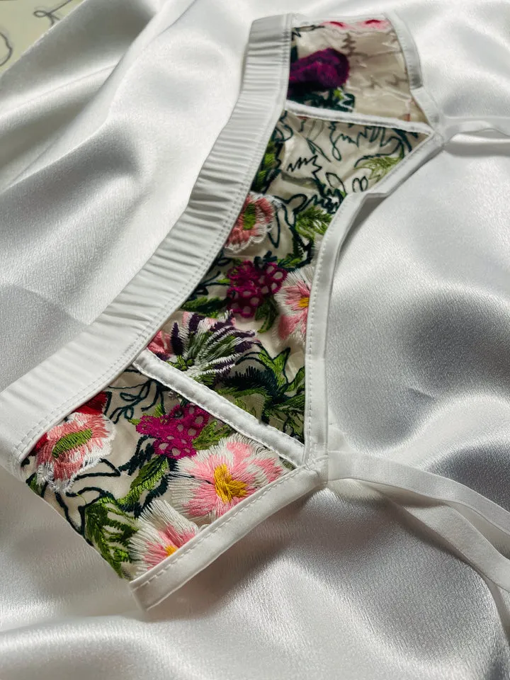 Embroidery Garter Belt In Multicolor Cotton Floral - Kilo Brava