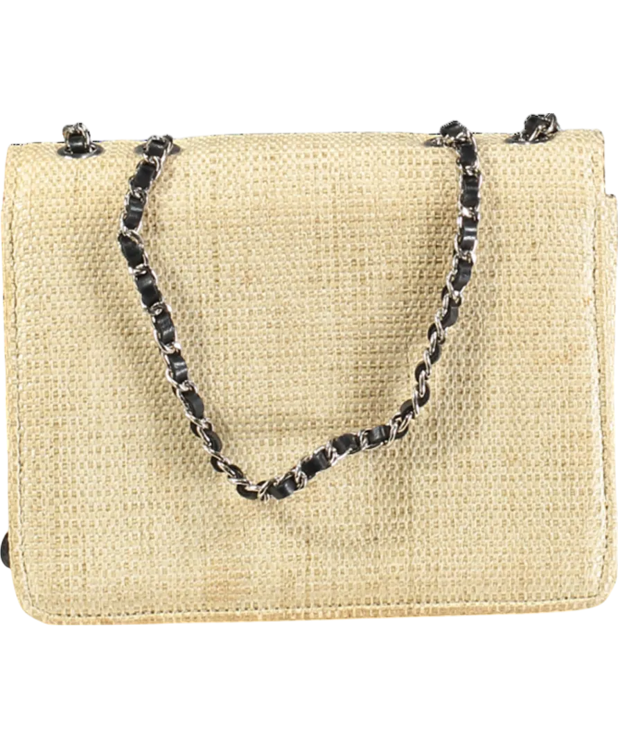 Essentiel Antwerp Beige Crystal Embellished Wicker Shoulder Bag