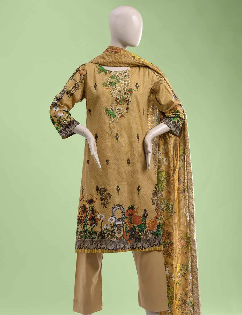 ET-6B - Hibiscus Glory  |  Unstitched Printed & Embroidered Cambric Dress