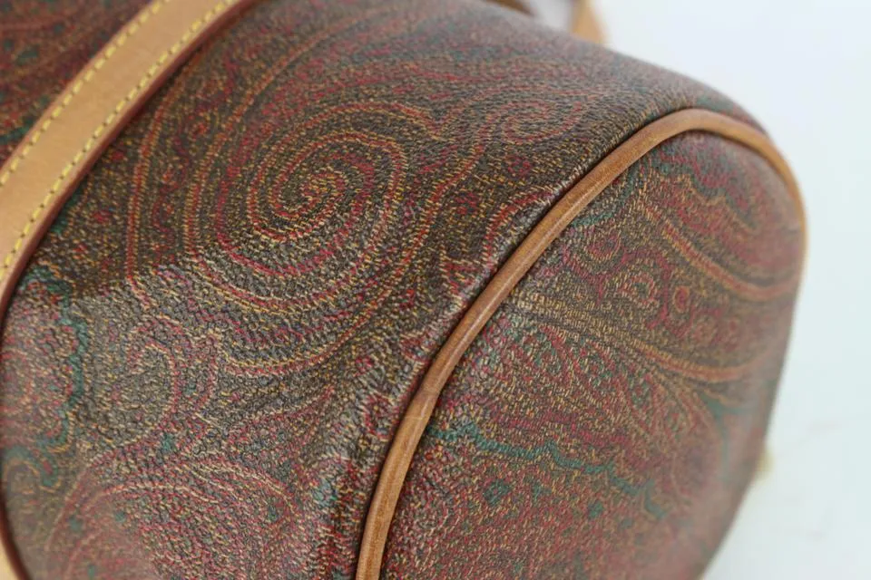 Etro Burgundy Paisley Cylinder Boston Bag 241et716