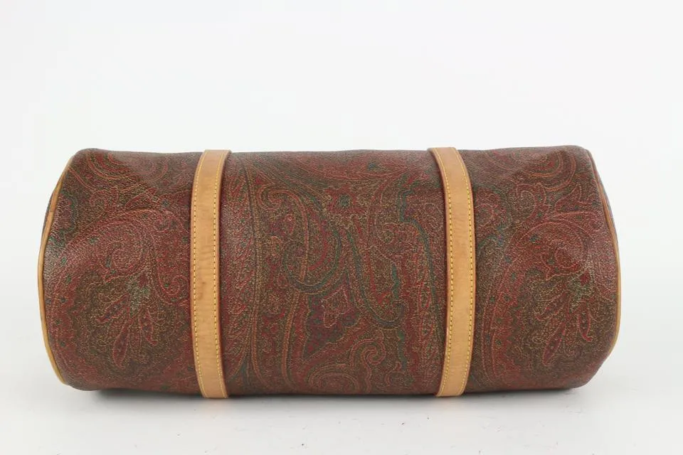 Etro Burgundy Paisley Cylinder Boston Bag 241et716