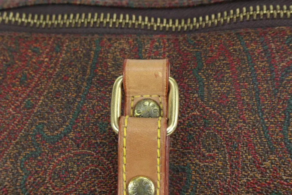 Etro Burgundy Paisley Cylinder Boston Bag 241et716
