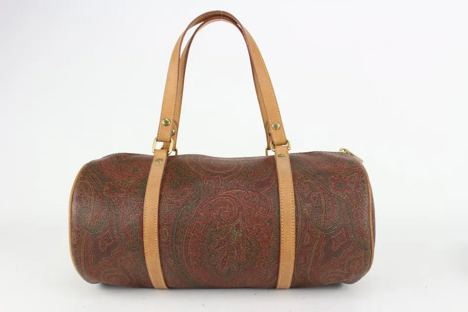 Etro Burgundy Paisley Cylinder Boston Bag 241et716