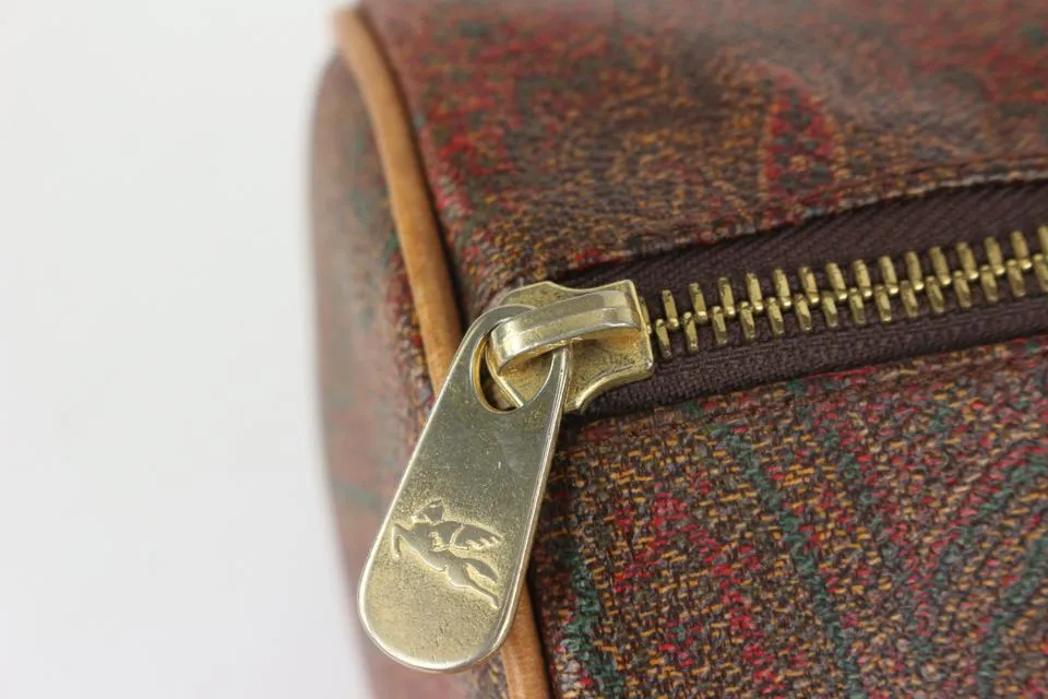 Etro Burgundy Paisley Cylinder Boston Bag 241et716