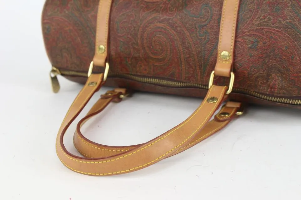 Etro Burgundy Paisley Cylinder Boston Bag 241et716