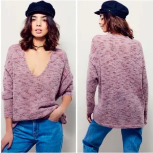 EUC Free People Stella Softly Oversized Boho Alpaca MohairSweater, Size Medium