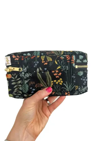 Evening Wildflower Canvas Mini Leak-proof Cube with Brush Loops