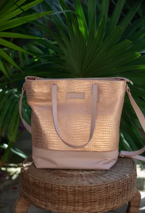 Everyday Bag - Rose Gold Crocodile