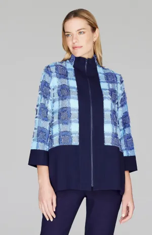 Eyelash Check High Neck Zip Jacket