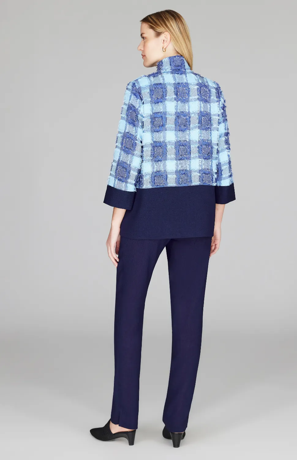 Eyelash Check High Neck Zip Jacket