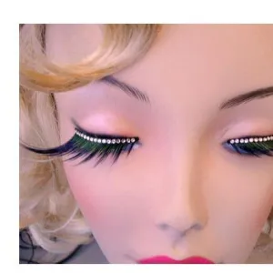Eyelashes - Black/Blue with Crystals