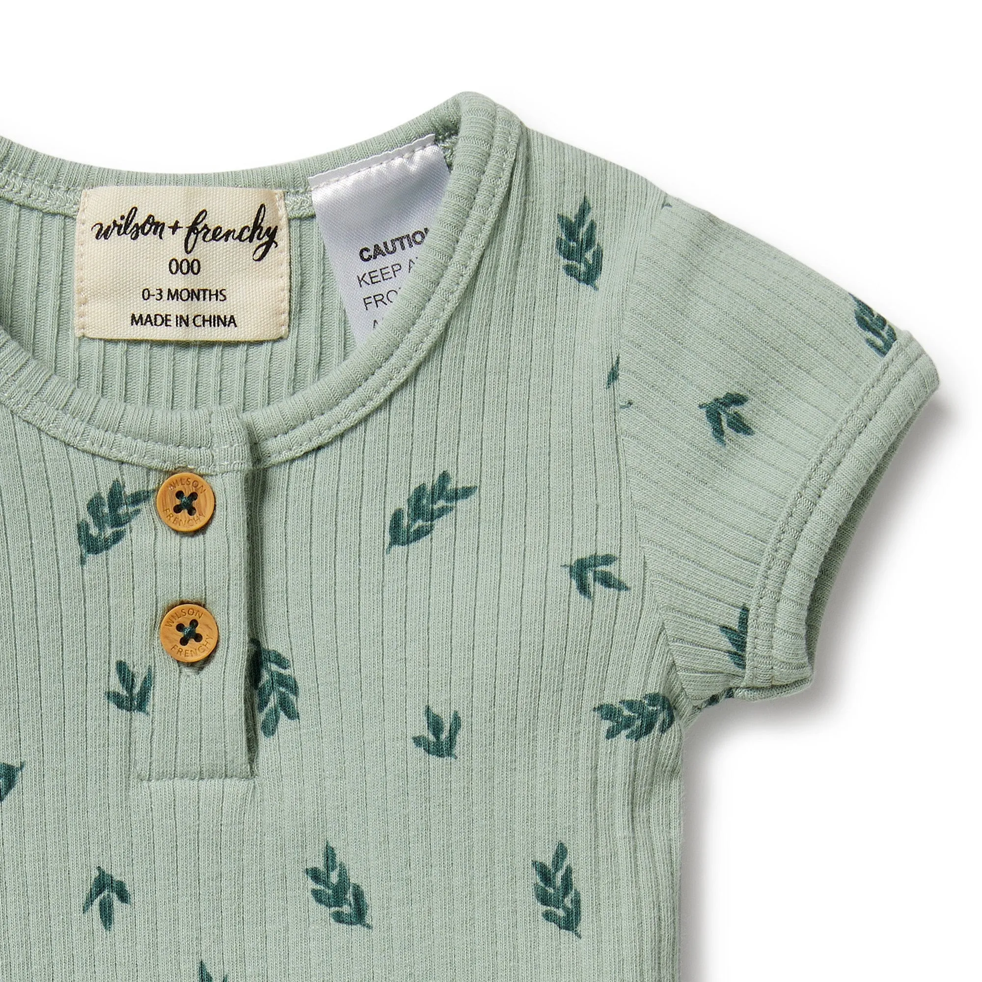 Falling Leaf Organic Rib Henley Bodysuit