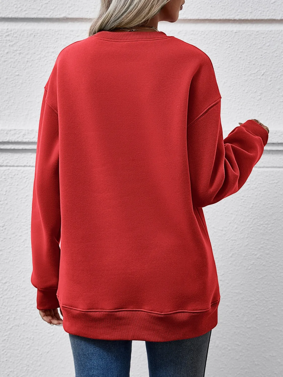 Farm Fresh Christmas Trees Round Neck Dropped Shoulder Sweatshirt