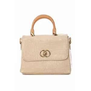 Faux Crocodile Skin Top Handle Bag - Ivory