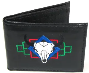 FB816- DT Embroidered Billfold- Longhorn Skull w/ Design