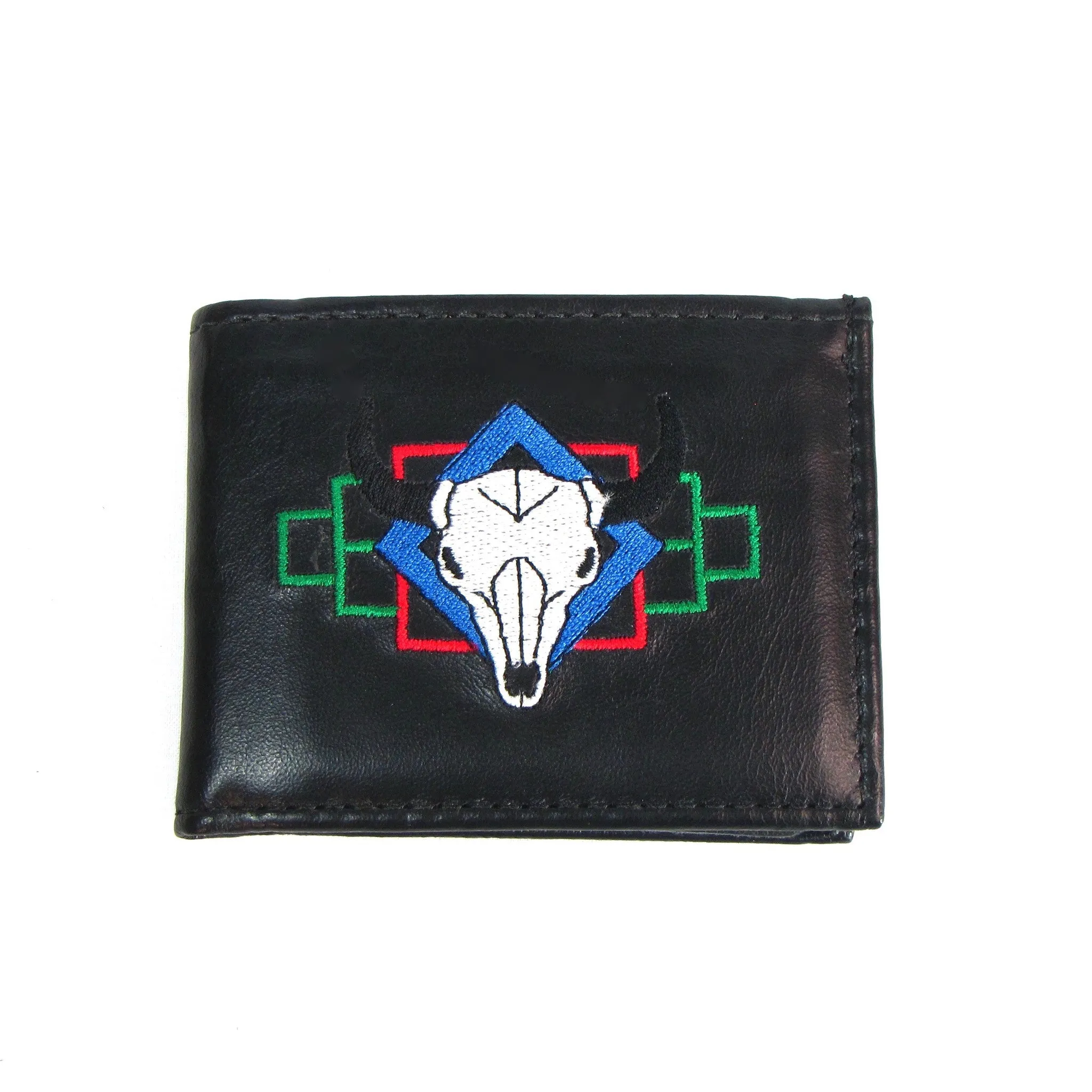FB816- DT Embroidered Billfold- Longhorn Skull w/ Design