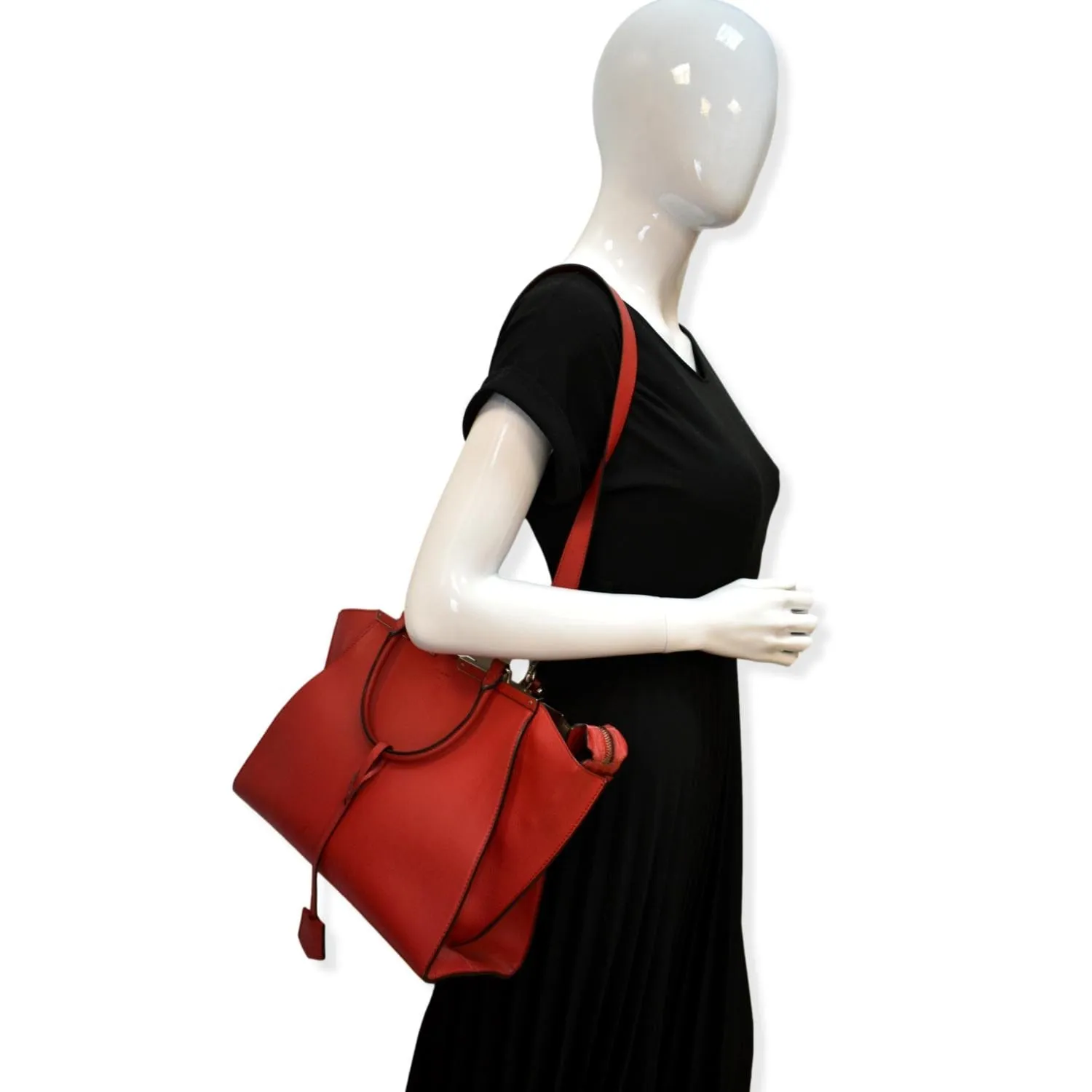 FENDI 3 Jours Calfskin Leather Shoulder Bag Red